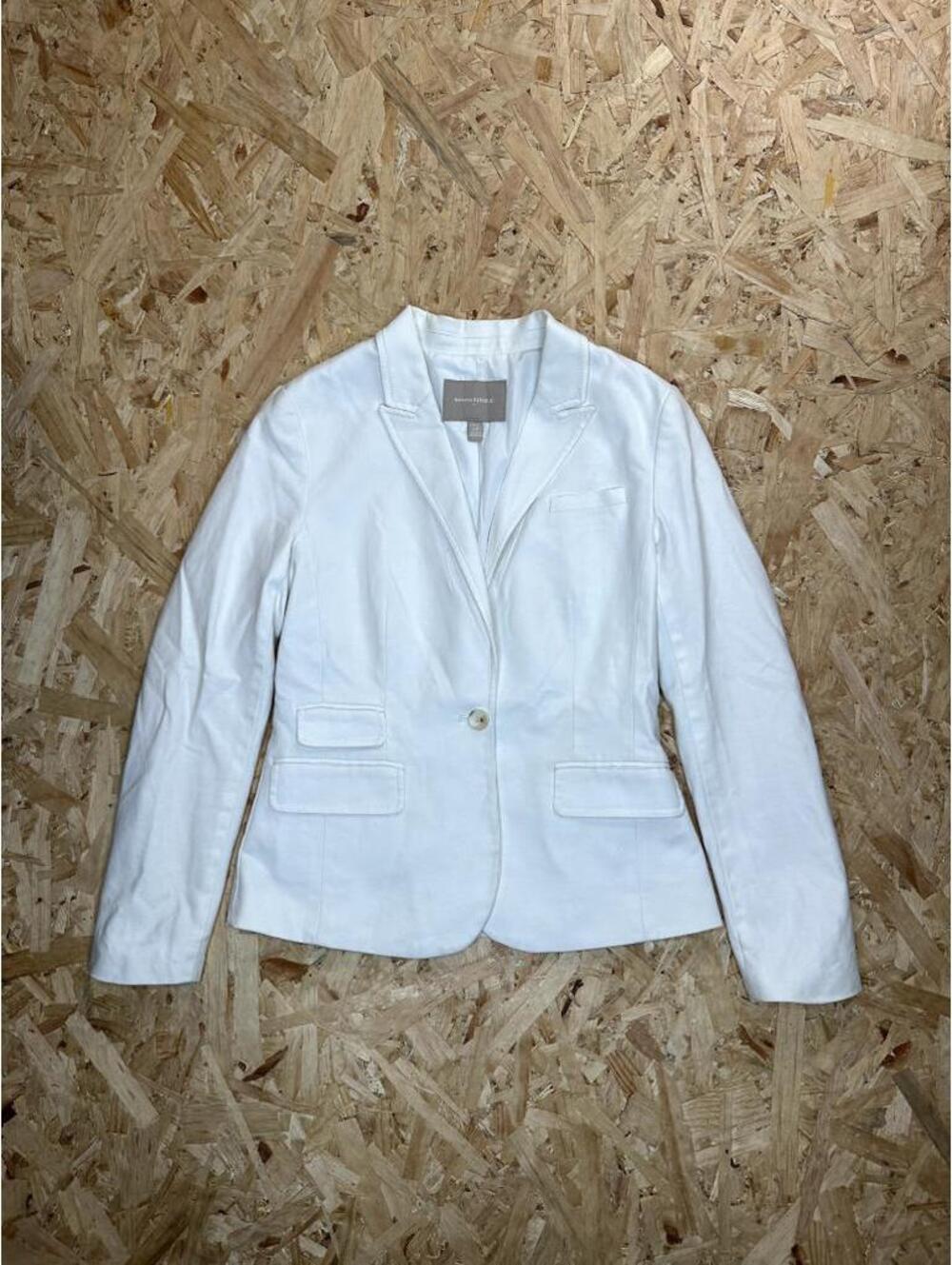 Banana Republic White Blazer Jacket Womens Size 6P Petite One Button Cotton